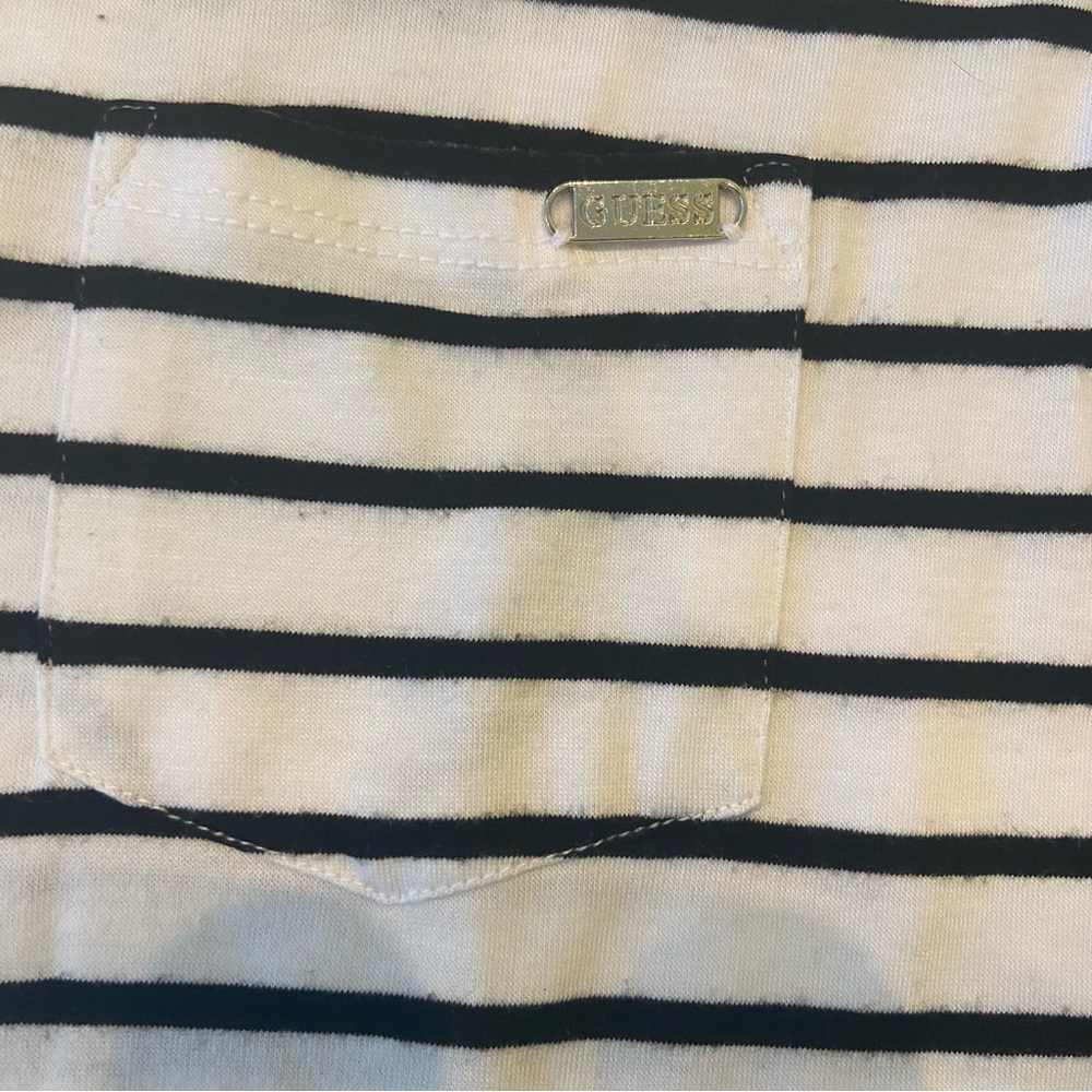 Guess Black and White Striped Short Sleeve Top - Picture 3 of 8